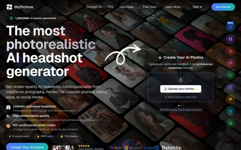 Screenshot of the MyPicNow homepage