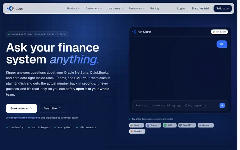 Screenshot of the Kipper homepage