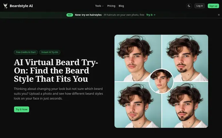 Screenshot of the Beardstyle AI homepage