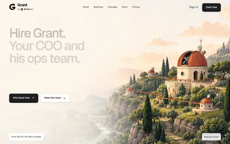 Screenshot of the Since.dev homepage