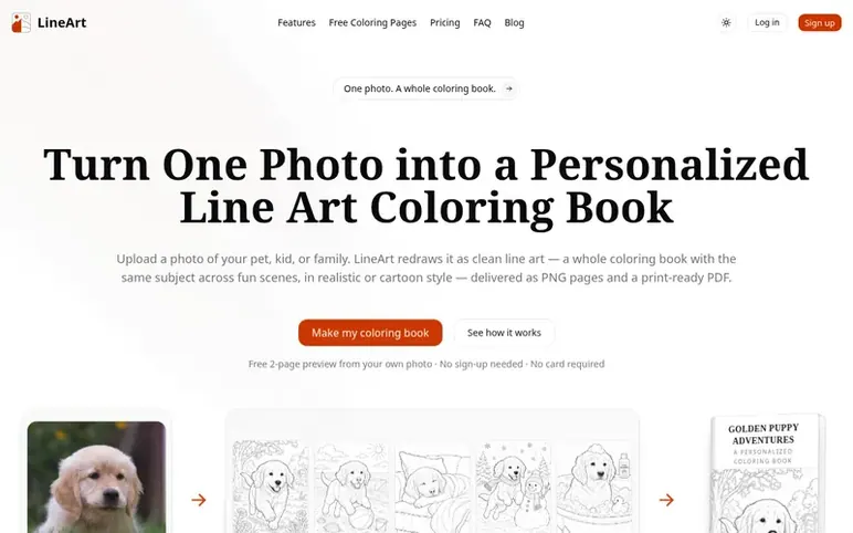 Screenshot of the LineArt homepage