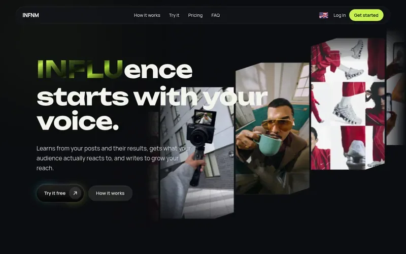 Screenshot of the INFLU homepage