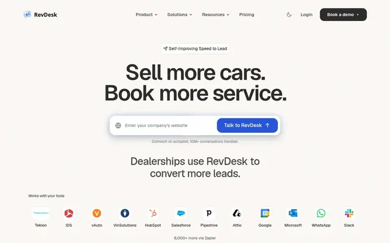 Screenshot of the RevDesk™ homepage