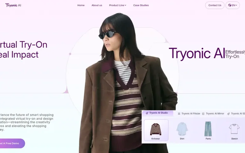 Screenshot of the Tryonic AI homepage