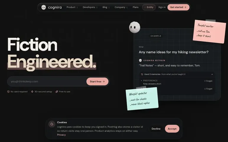 Screenshot of the cognira homepage