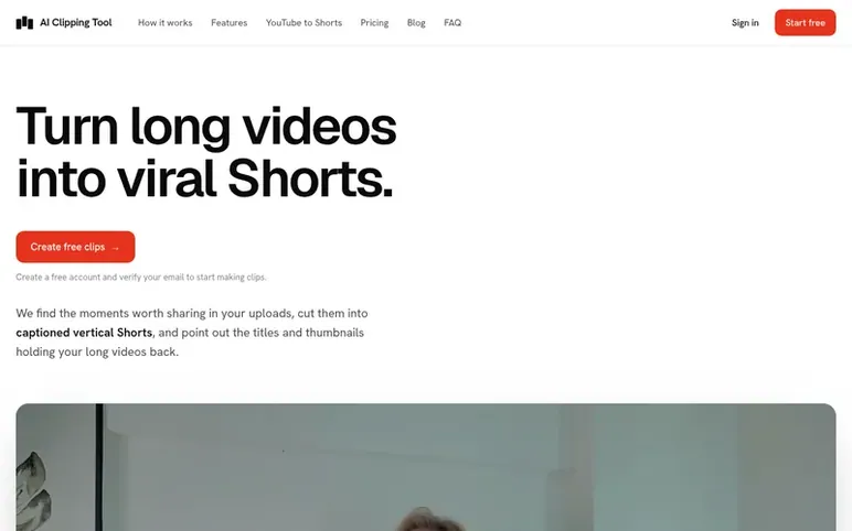 Screenshot of the AI Clipping Tool homepage