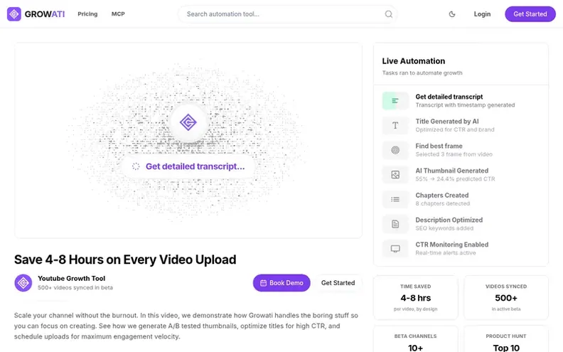 Screenshot of the Growati homepage