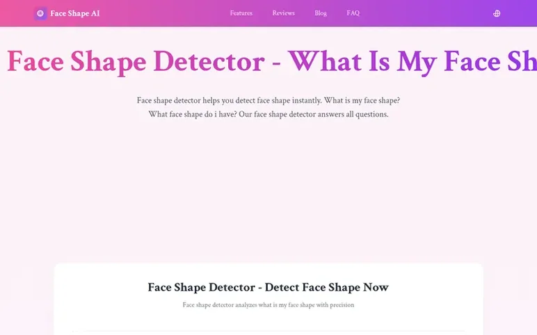 Screenshot of the Face Shape Detector homepage