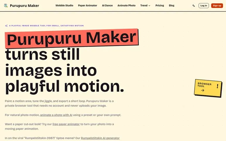 Screenshot of the Purupuru Maker homepage