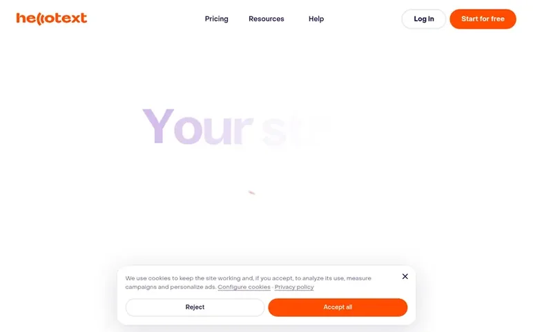 Screenshot of the Hellotext homepage