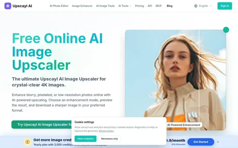 Screenshot of the Upscayl homepage