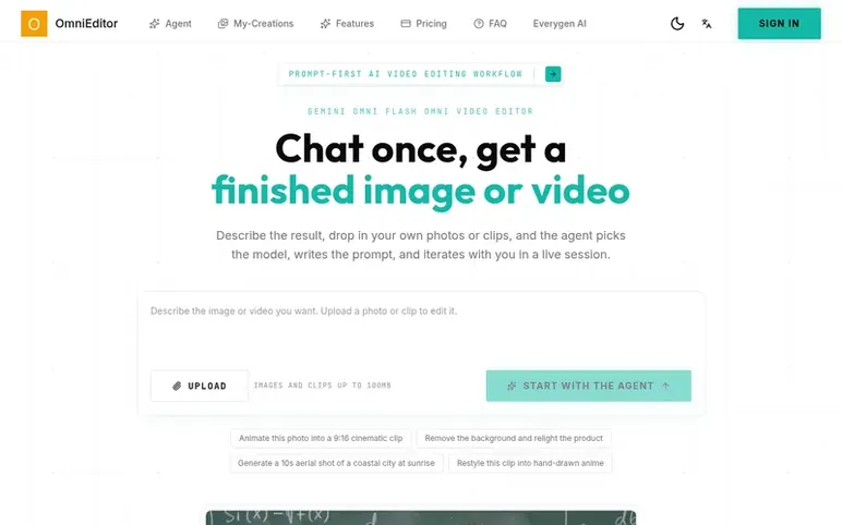 Screenshot of the OmniEditor homepage