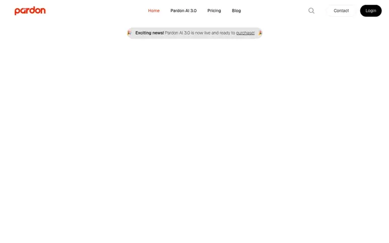 Screenshot of the Pardon AI homepage