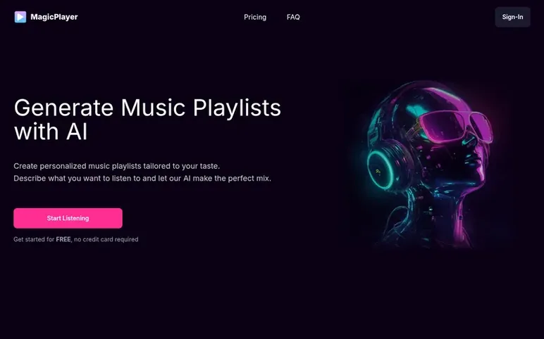 Screenshot of the MagicPlayer homepage