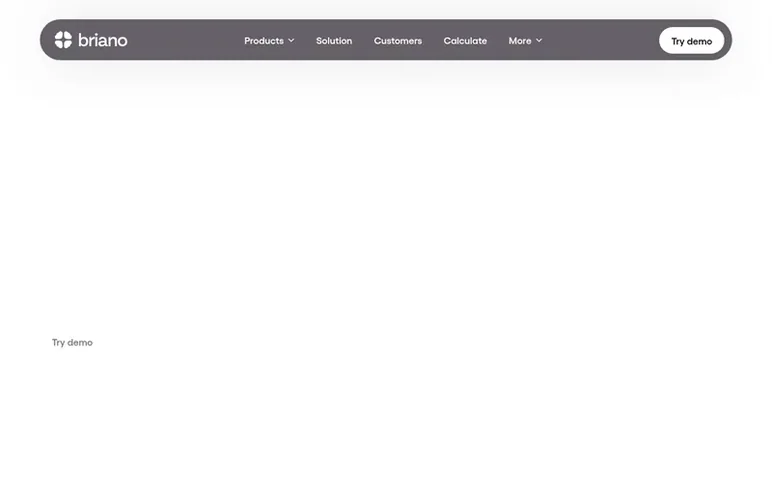 Screenshot of the Briano homepage