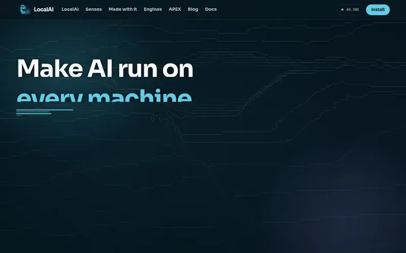 Screenshot of the LocalAI homepage