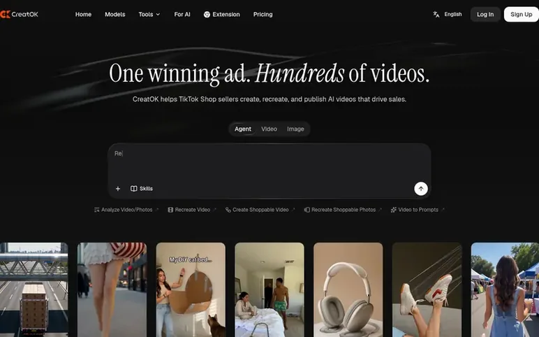 Screenshot of the CreatOK homepage