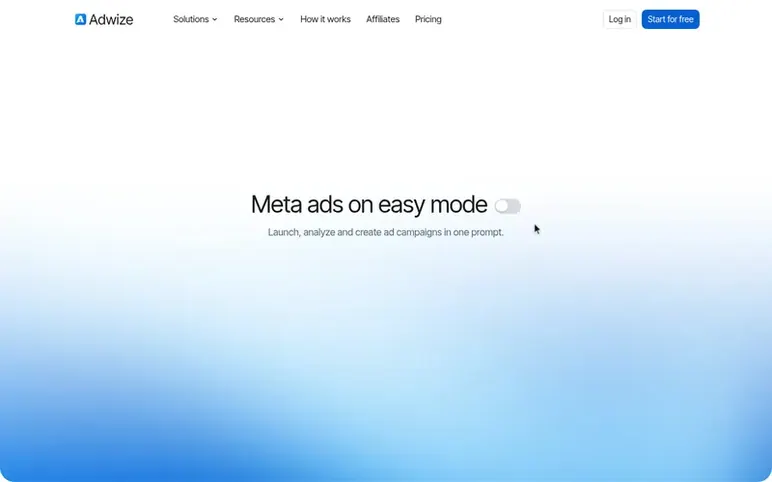 Screenshot of the Adwize homepage