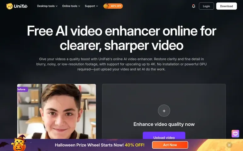 Screenshot of the UniFab homepage