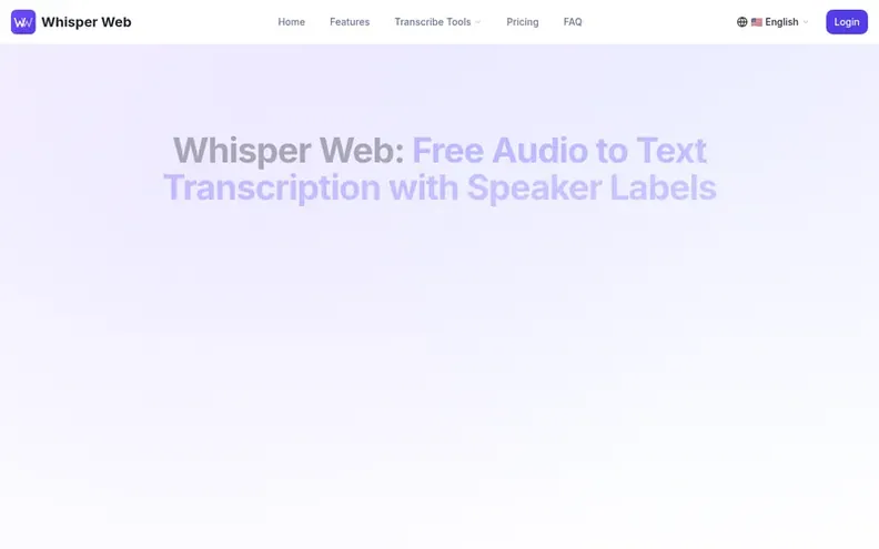 Screenshot of the Whisper Web homepage
