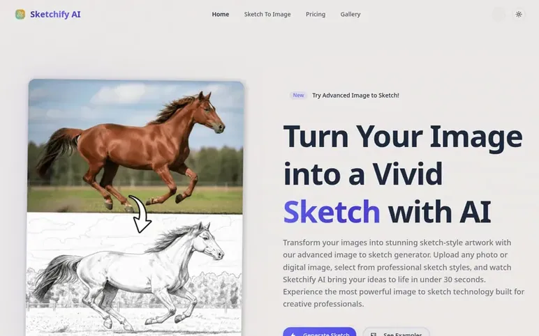 Screenshot of the Sketchify AI homepage