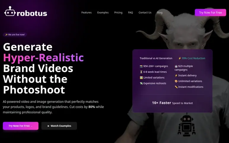 Screenshot of the Robotus.ai homepage