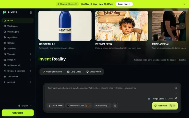 Screenshot of the Pixwit homepage