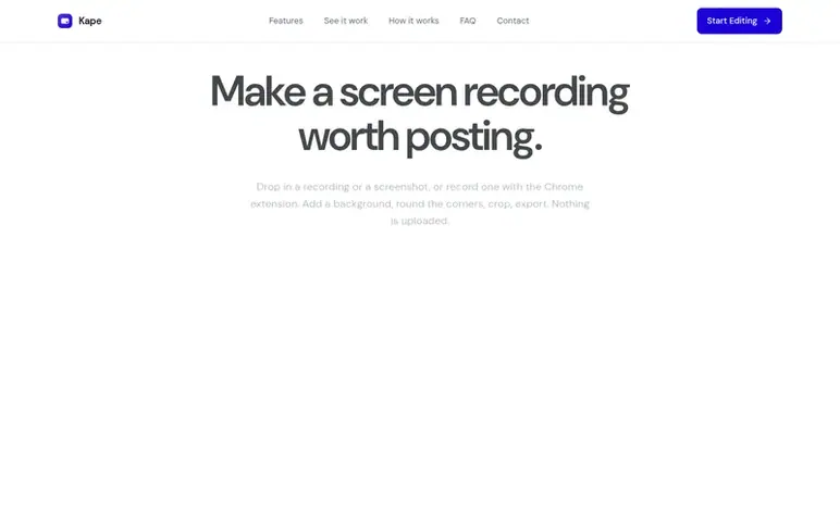 Screenshot of the Kape homepage