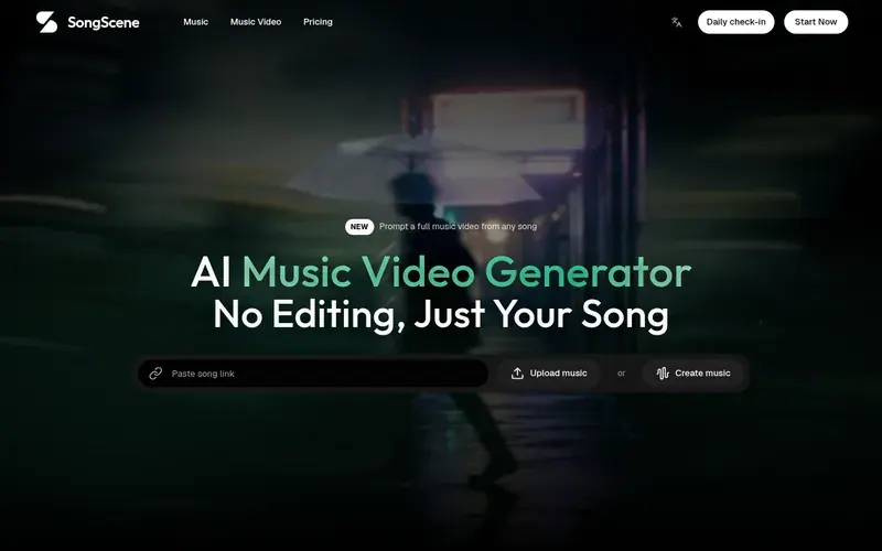Screenshot of the SongScene homepage