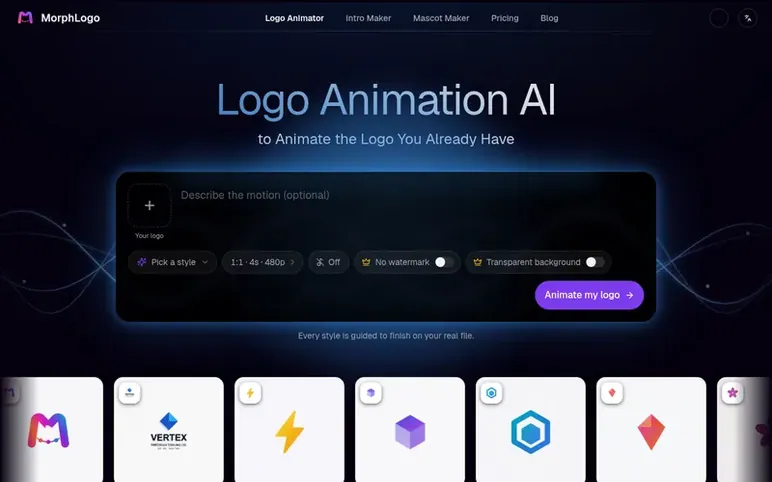Screenshot of the MorphLogo homepage