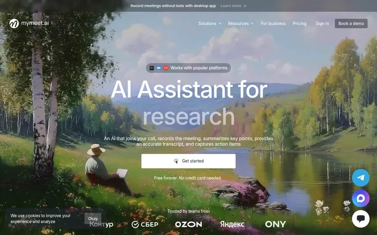 Screenshot of the mymeet.ai homepage